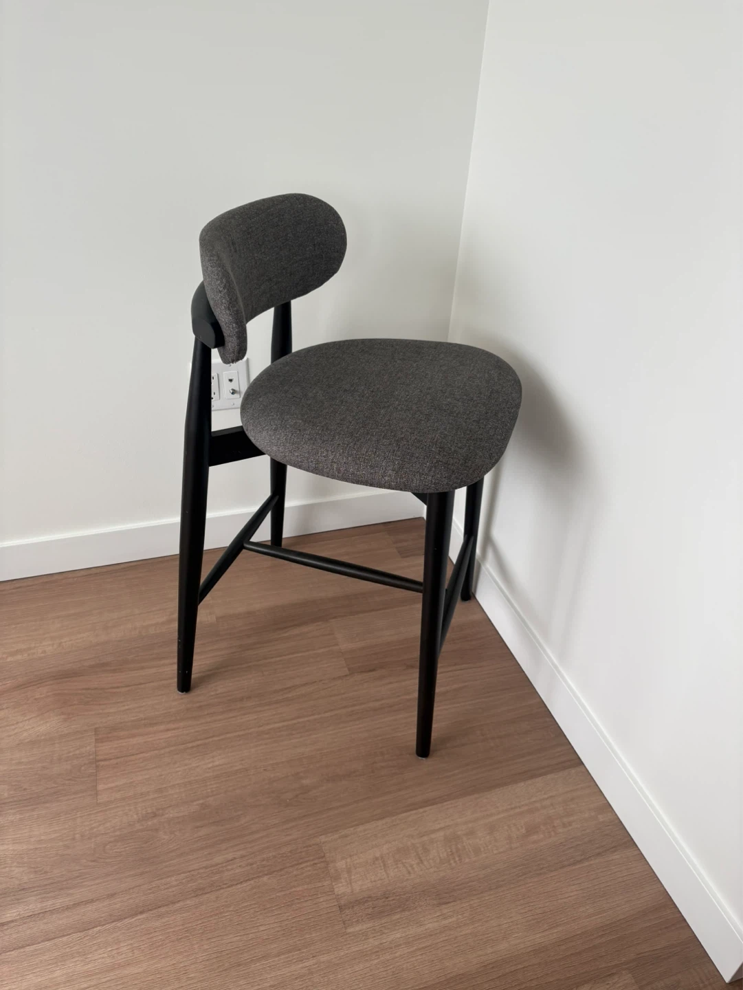 Grey Fabric Bar Stool with Black Legs