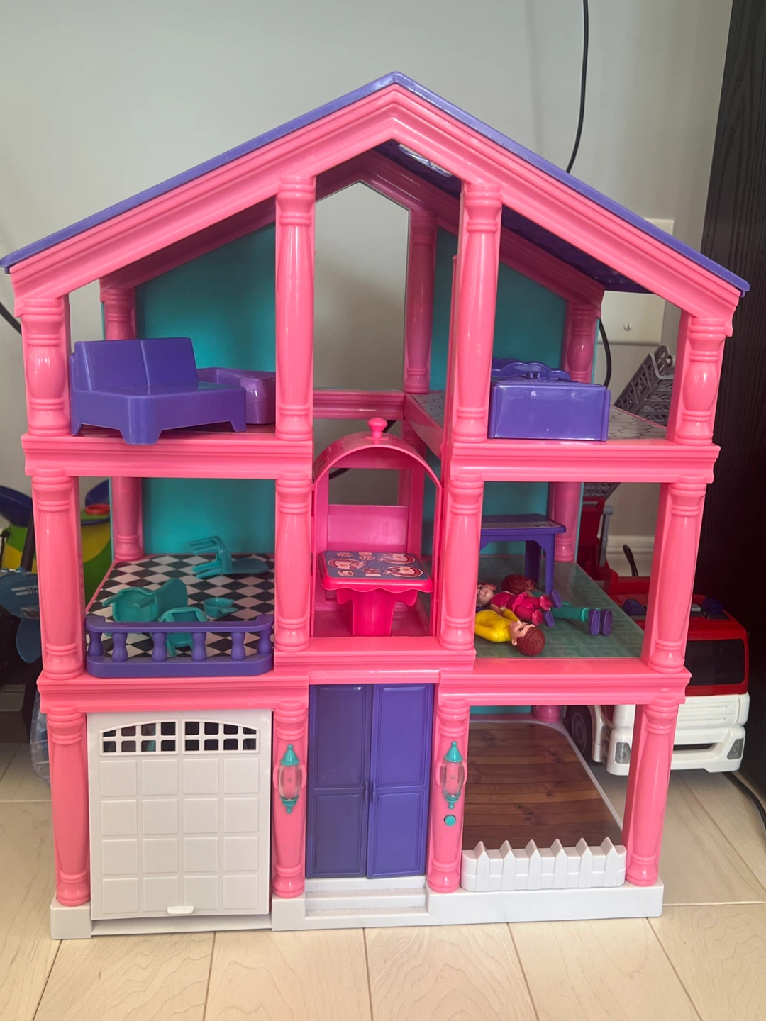 Pink and Purple Dollhouse with Furniture