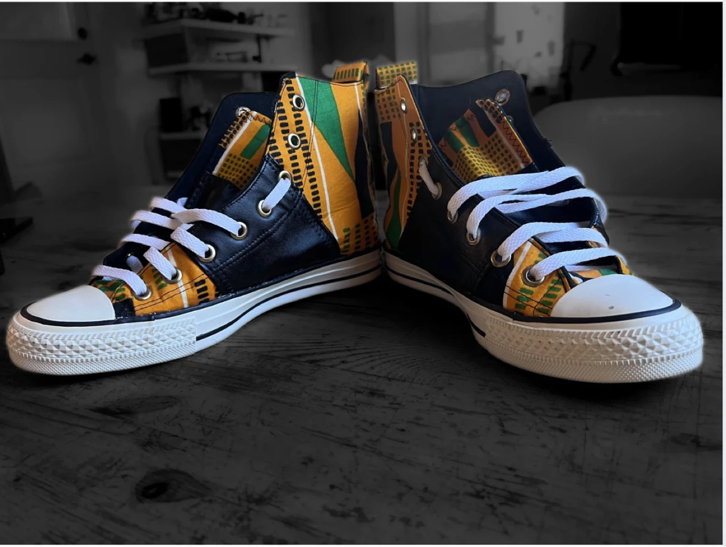 CUSTOM KENTE - Converse All Star High Top Sneakers - Size 6