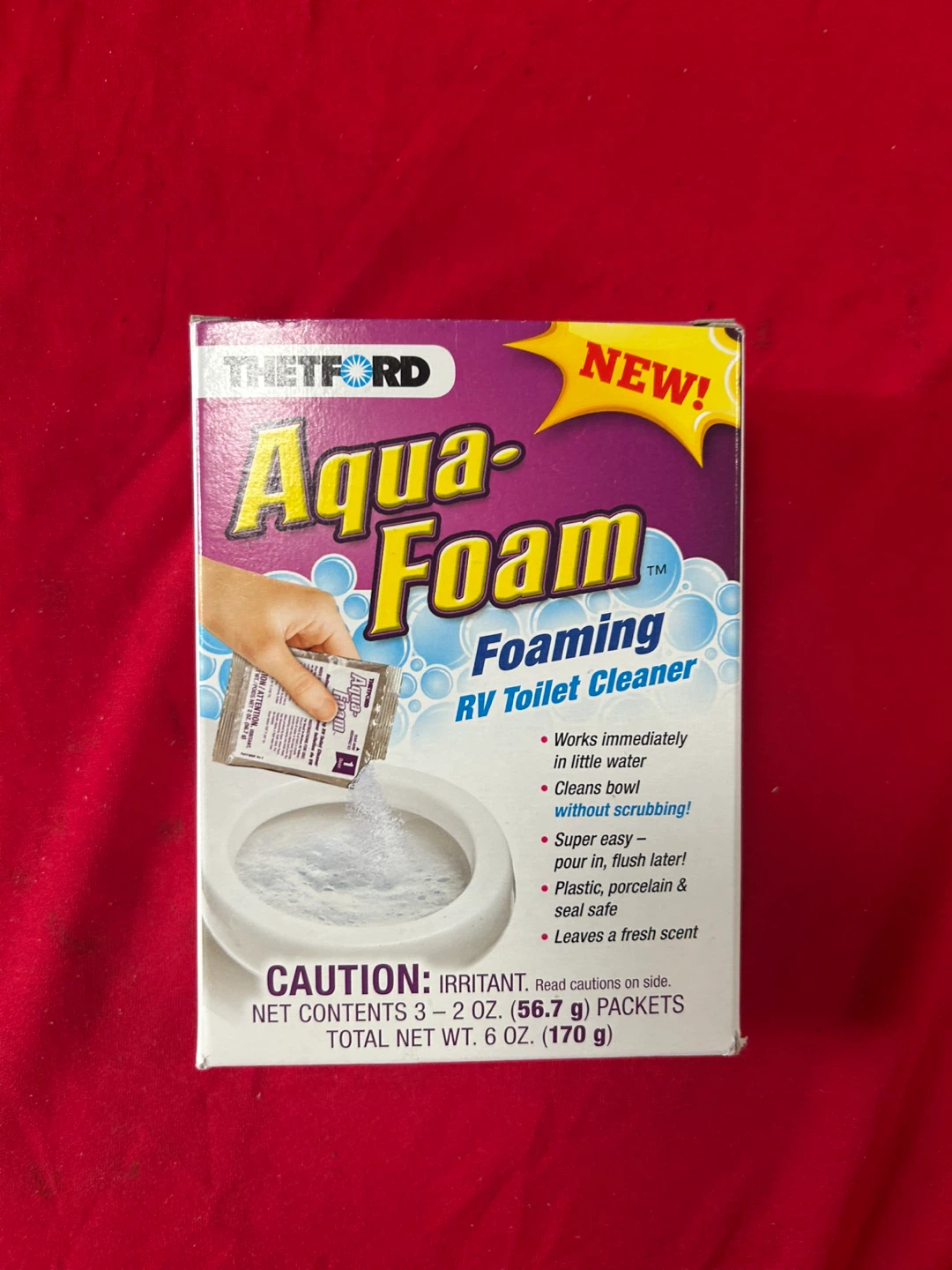 New Thetford Aqua-Foam Foaming RV Toilet Cleaner 3 Packets