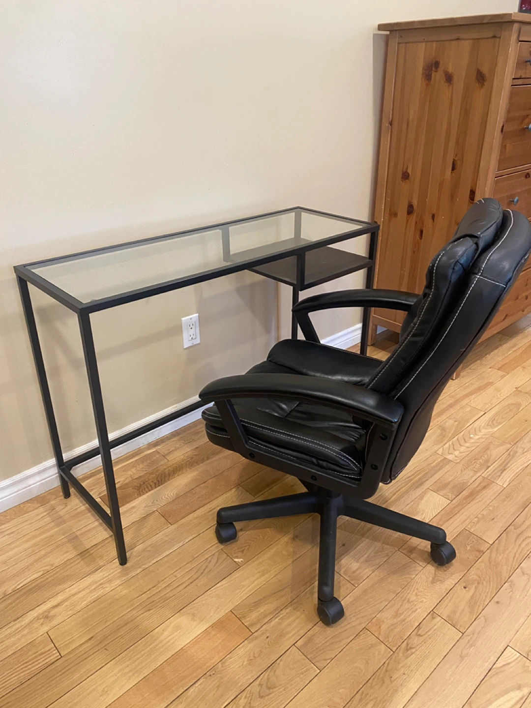 IKEA VITTSJÖ Glass Desk + Executive Office Chair (CAN DELIVER)