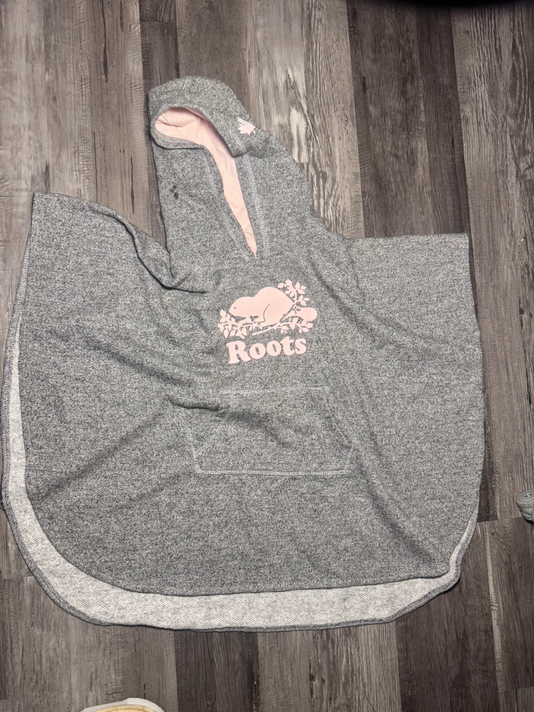 Roots Kids Grey Poncho Hoodie - Size L/XL