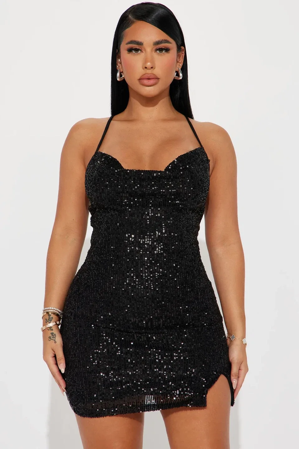 green emerald velvet dress Nova Glitter Dress - Black | Peach the Label main image 0