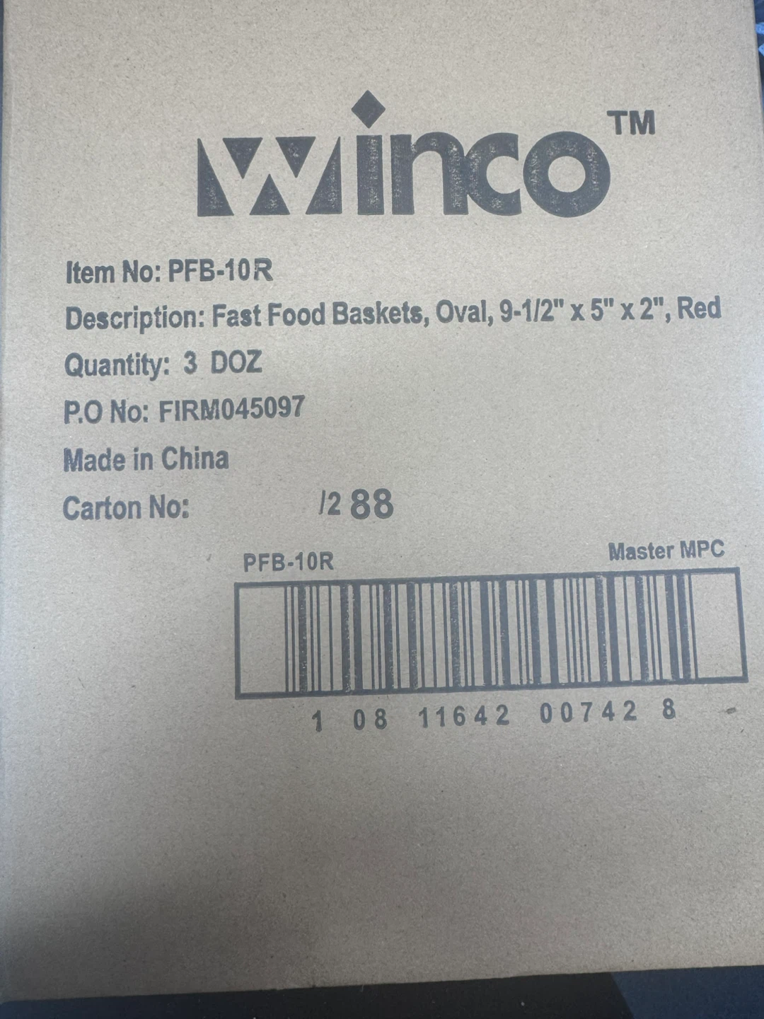 Winco Red Oval Fast Food Baskets (120 baskets) - photo 3