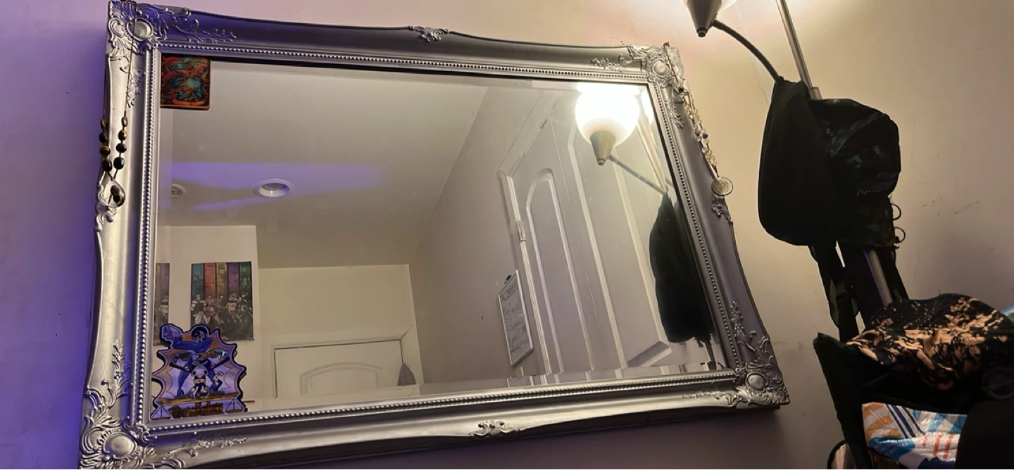 Large mirror with silver frame - photo 2