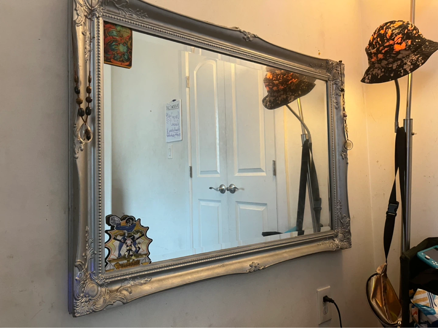 Large mirror with silver frame