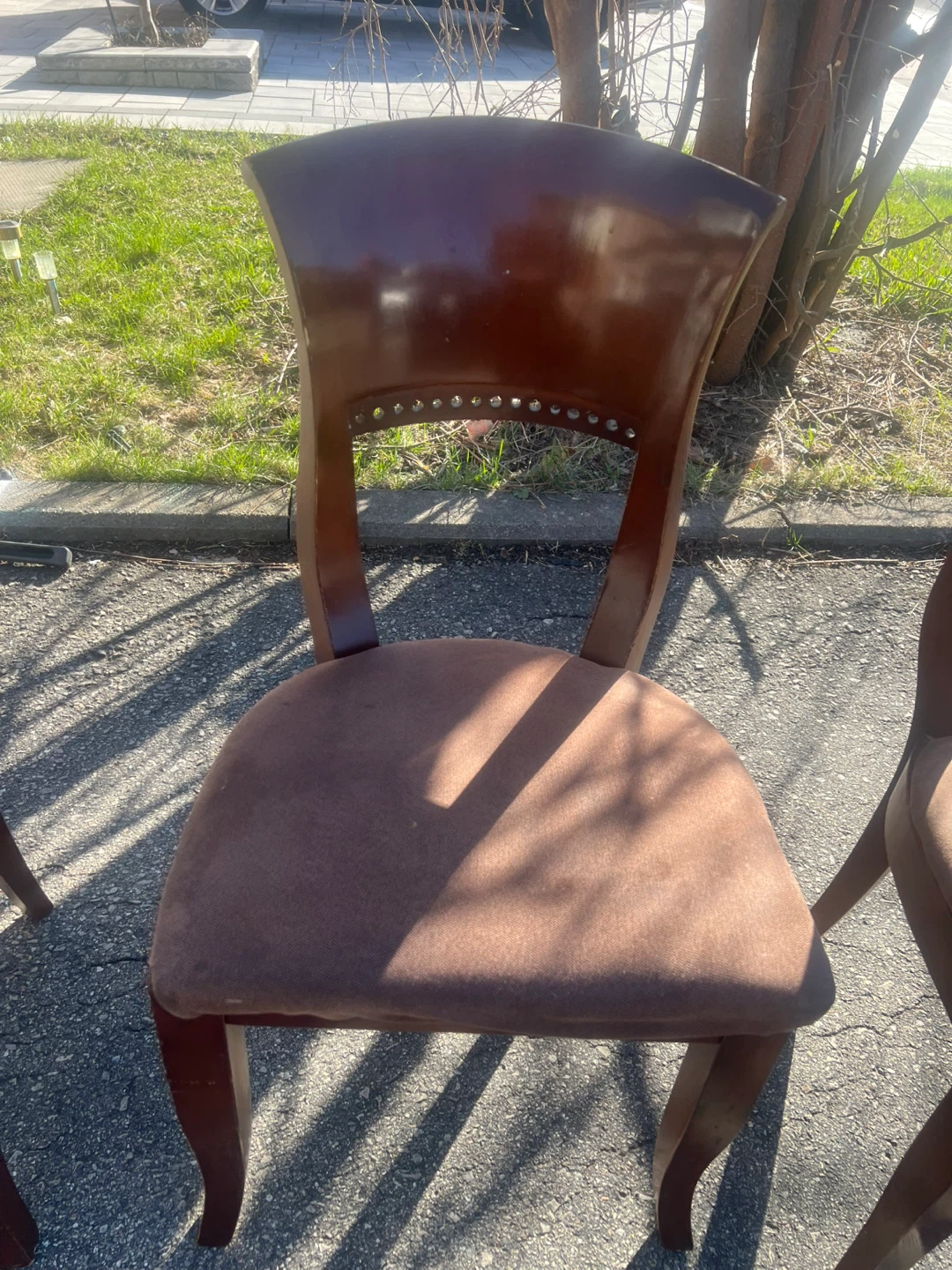 Set of 3 Dark Brown Upholstered Dining Chairs - photo 3