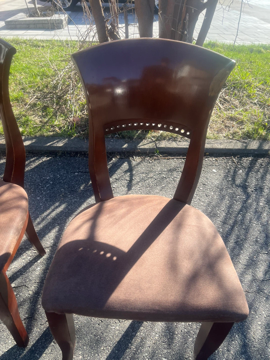 Set of 3 Dark Brown Upholstered Dining Chairs - photo 4