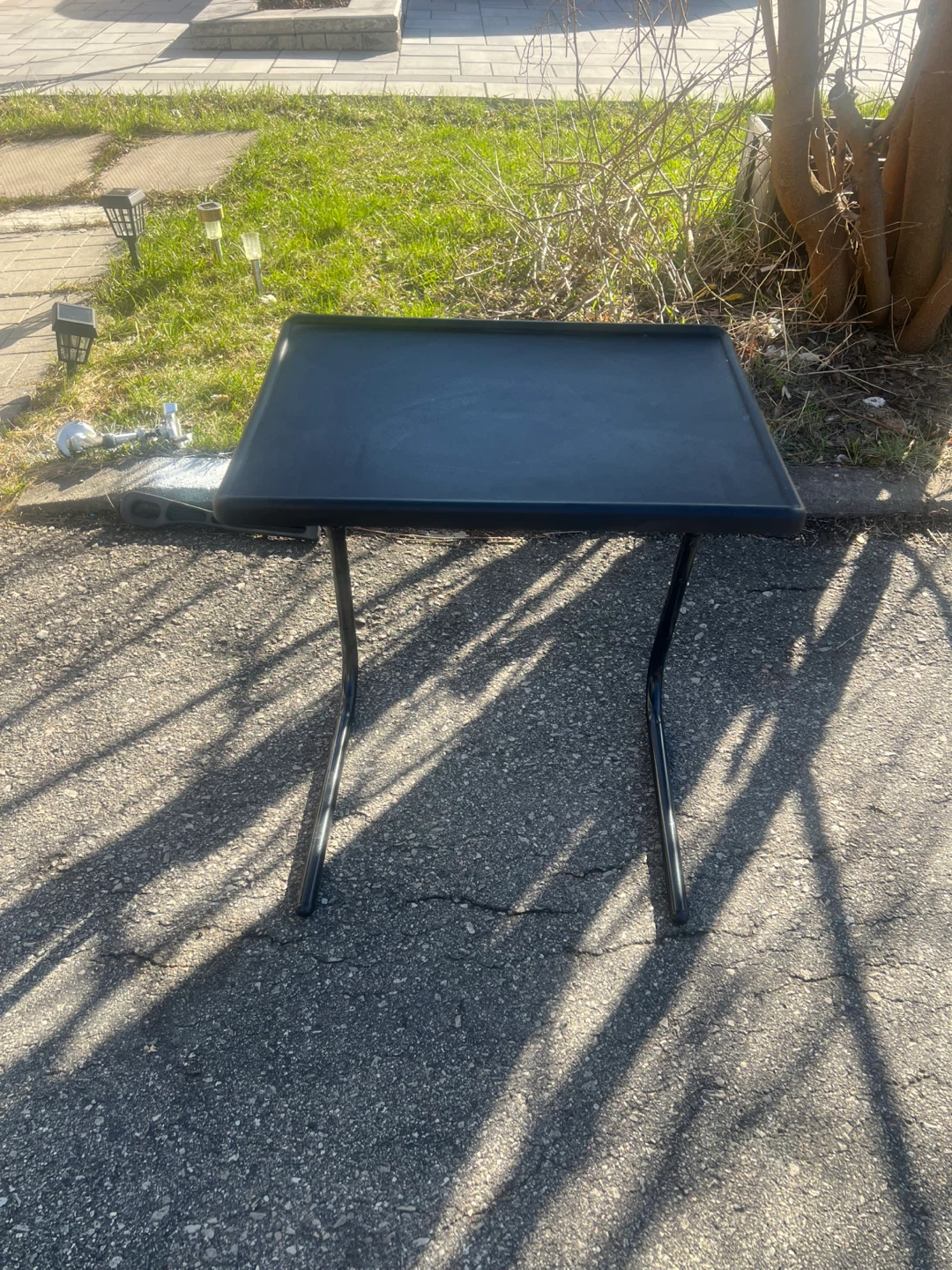 Black Tray Table with Cup Holder