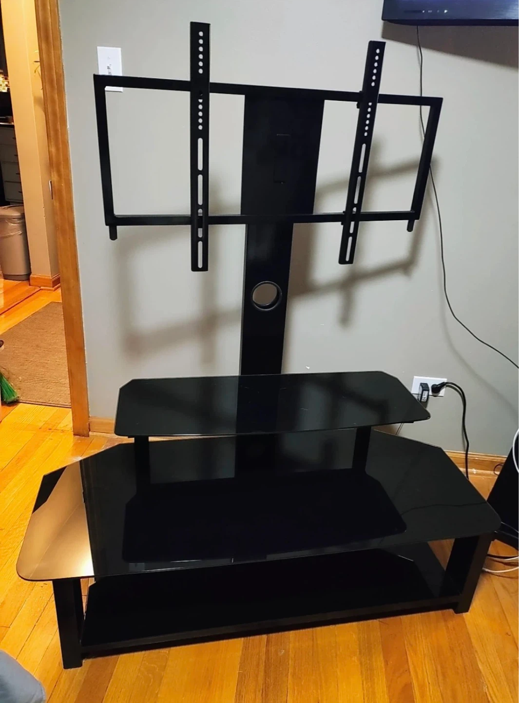Black Glass TV Stand with Mount - photo 2