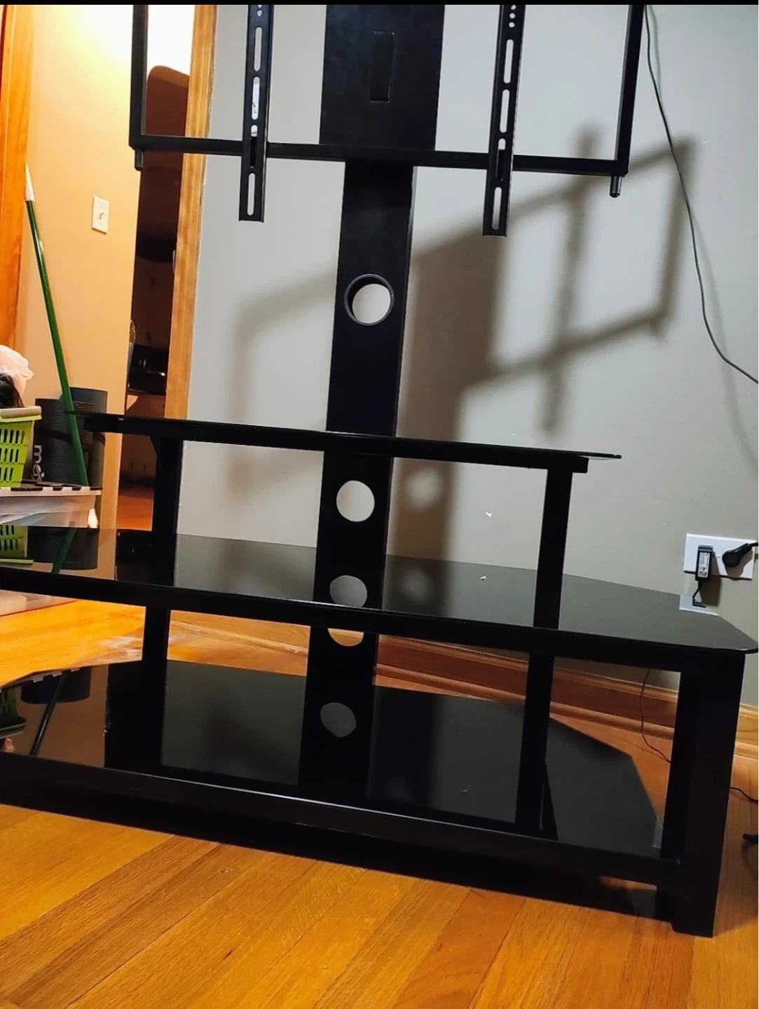 Black Glass TV Stand with Mount