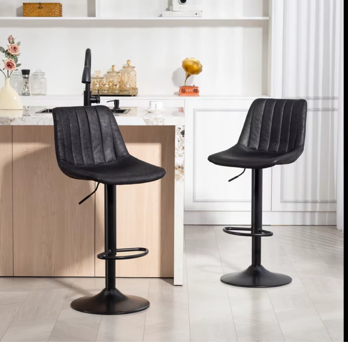 Adjustable Bar Stool - Black - photo 2
