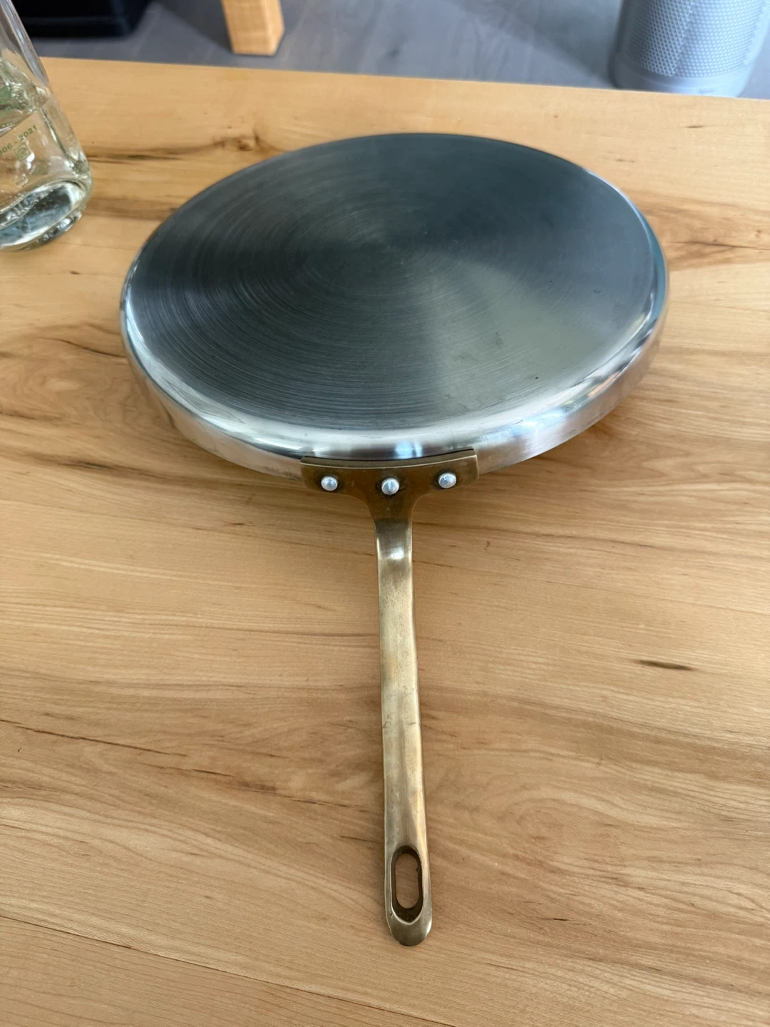 Stainless Steel Crepe Pan with Brass Handle
