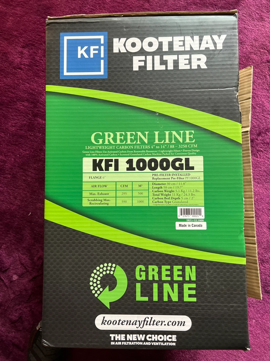 KFI Kootenay Filter KFI1000GL 6" x 20" Carbon Filter