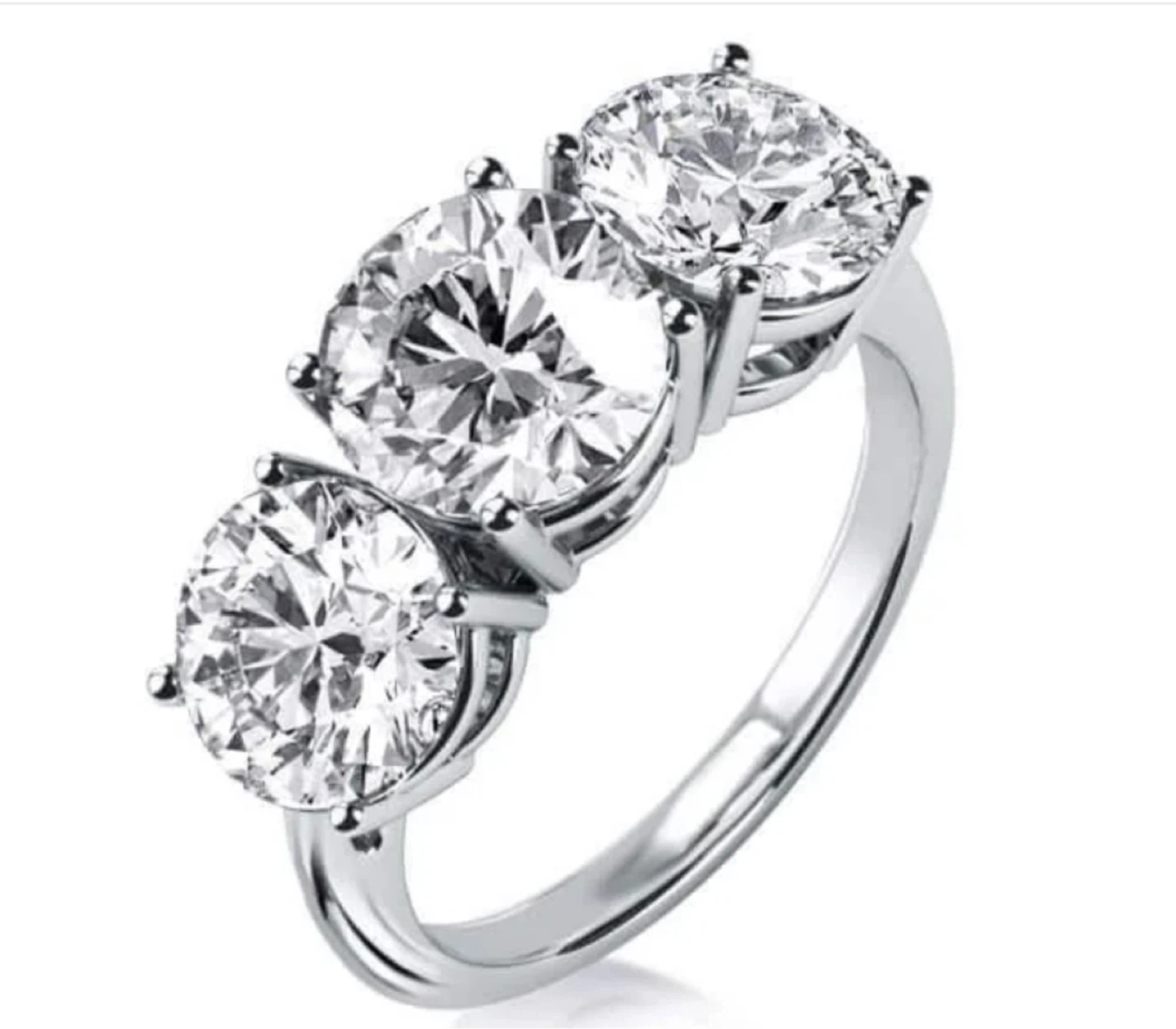 Italo Three Stone Engagement Rings Sets in 925 Sterling Silver - photo 3