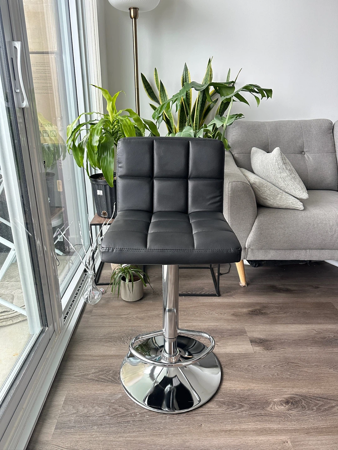 5 Black Leather Bar Stool (Brand New)