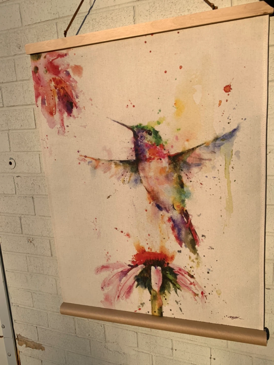 Hummingbird and Flowers Watercolor Art Print - photo 2