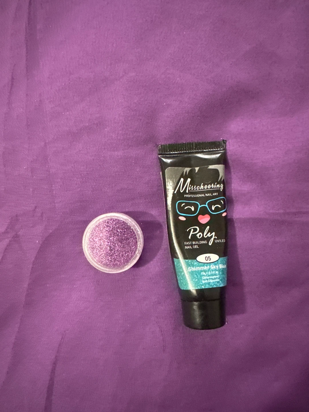 Misscheering Poly Fast Building Nail Gel - Shimmer Sky Blue