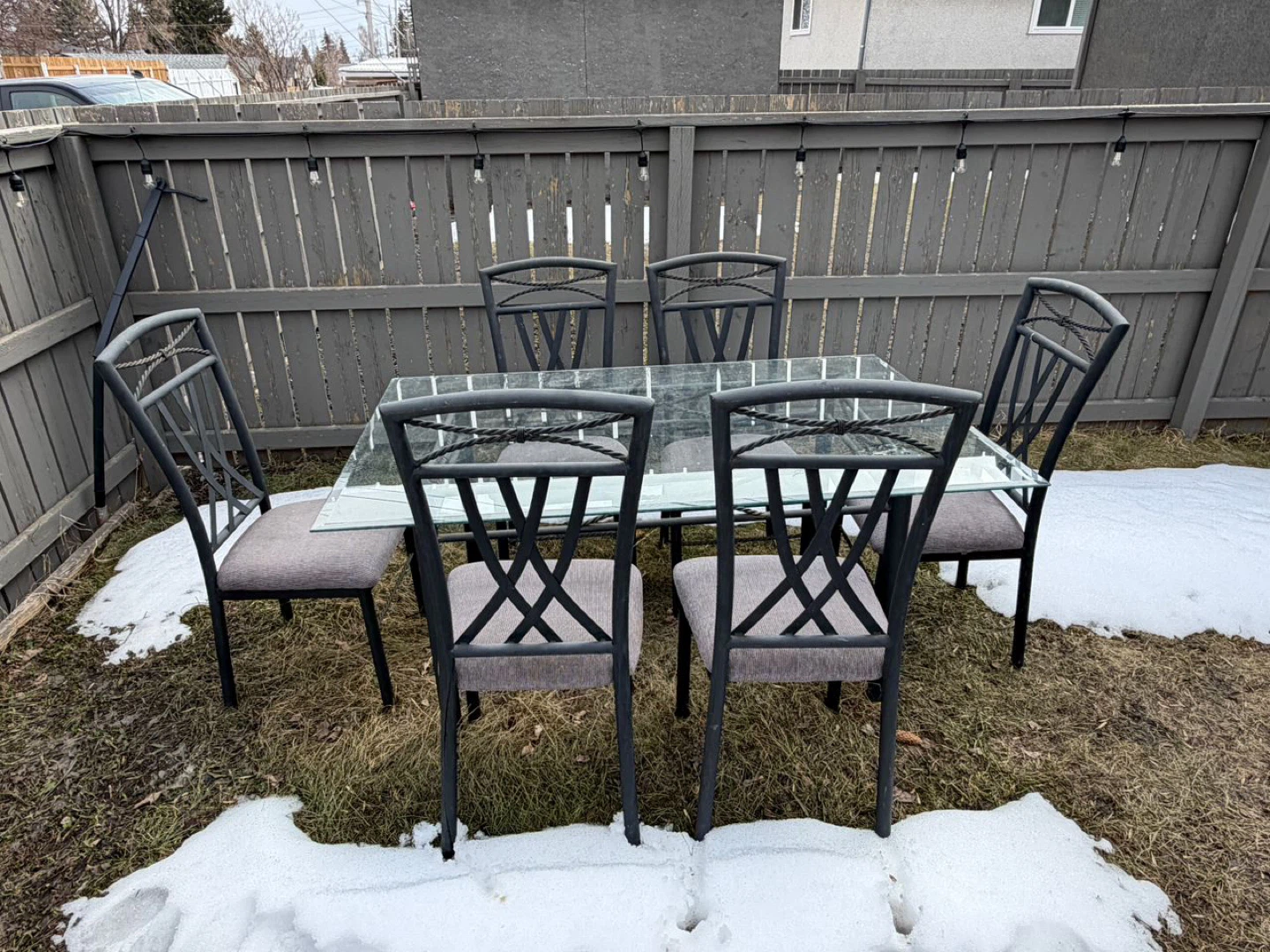 Glass Top Dining Set with 6 Chairs