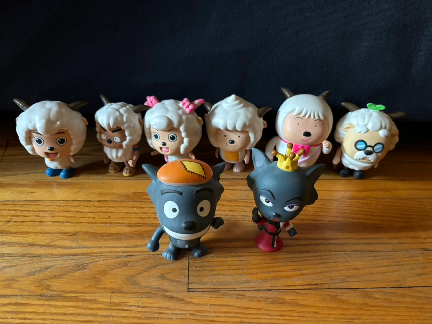 Collection of 7 Sheep and Wolf Figurines