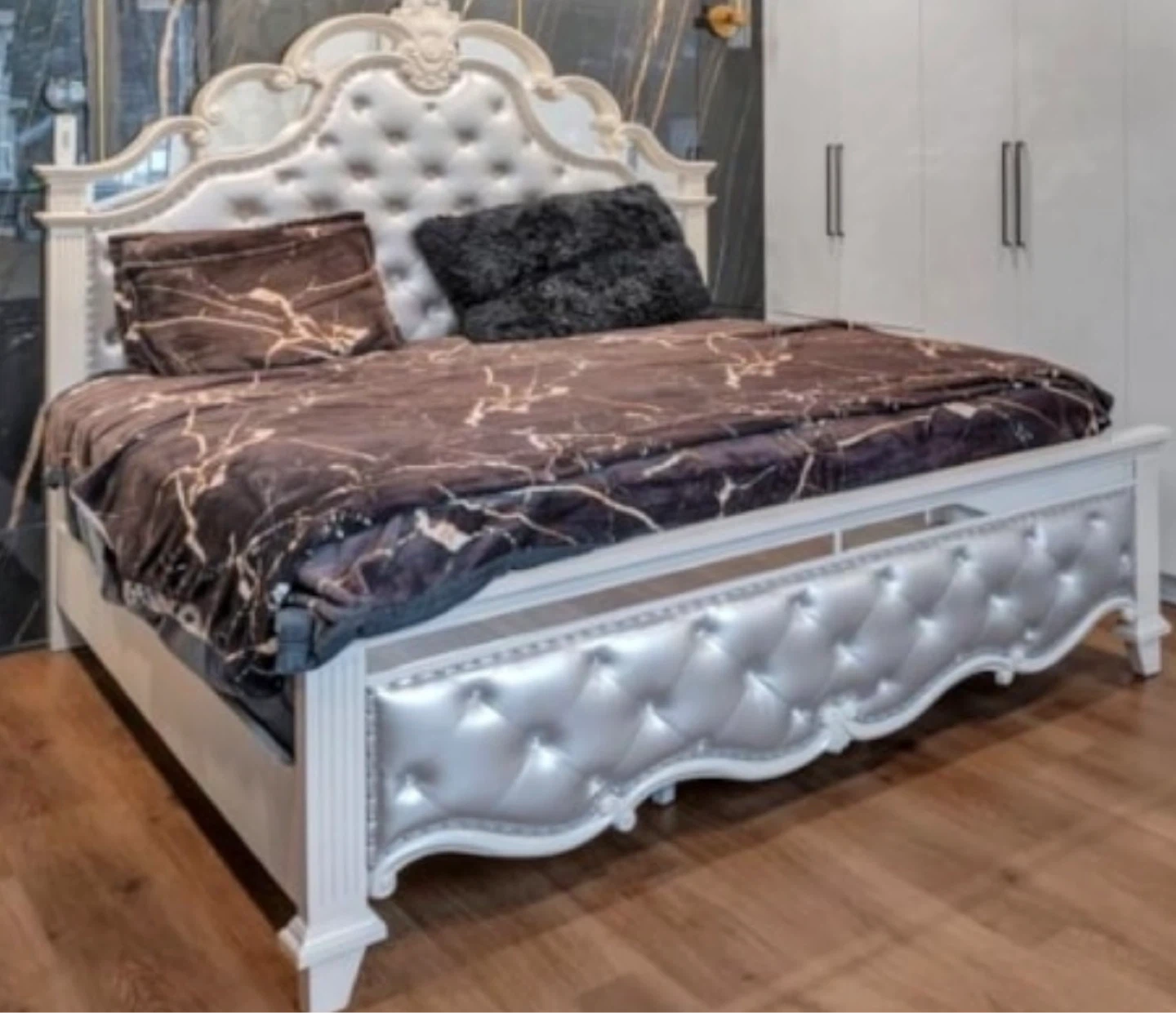 White Tufted Upholstered Bed Frame brand new in box