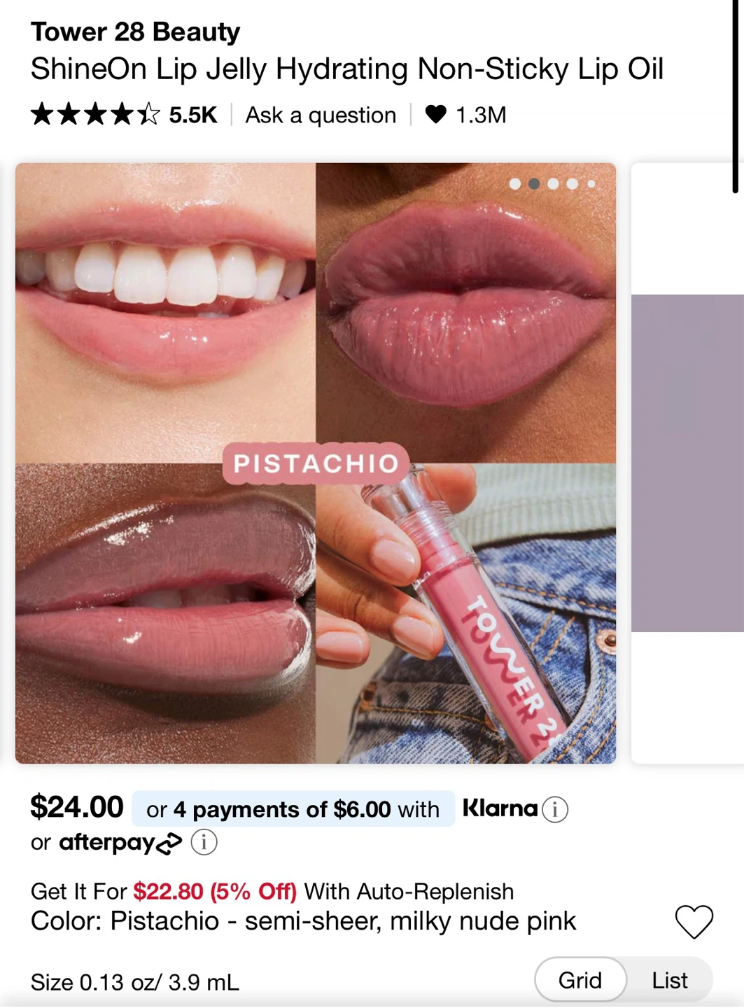 Tower 28 Beauty Lip Jelly Non-Sticky Lip Oil - Pistachio - photo 2