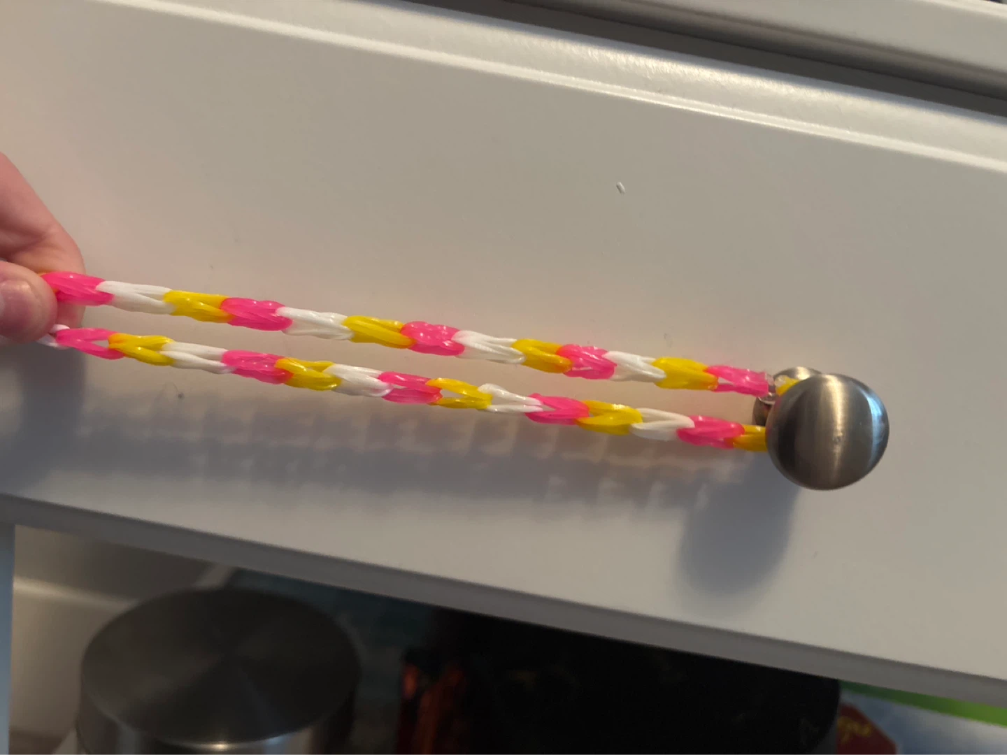 Rainbow Loom Bracelet - Pink, Yellow, White - photo 3