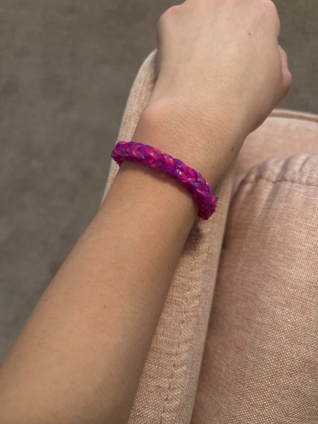Handmade Rainbow Loom Bracelet - Pink & Purple - photo 2
