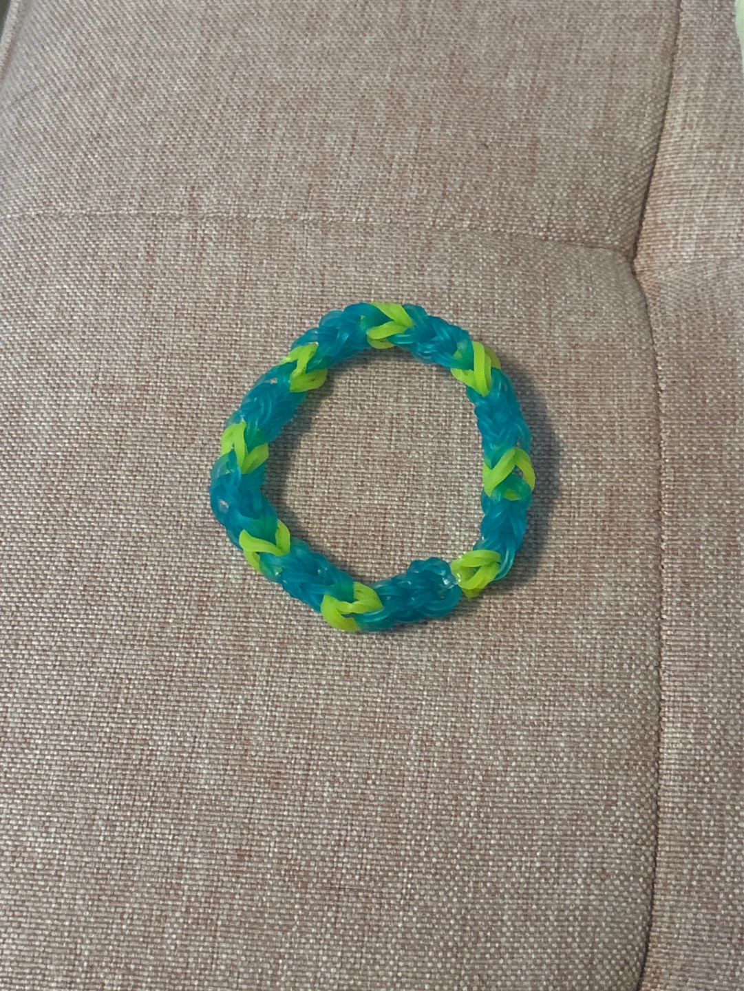 Blue and Yellow Loom Band Bracelet