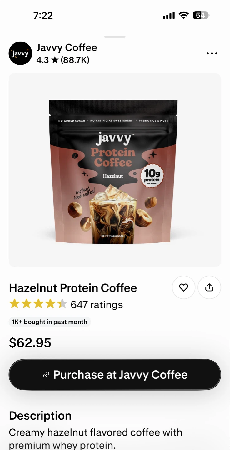 Javvy Protein Coffee - Hazelnut & Mocha Flavours (2 Pouches) - photo 3