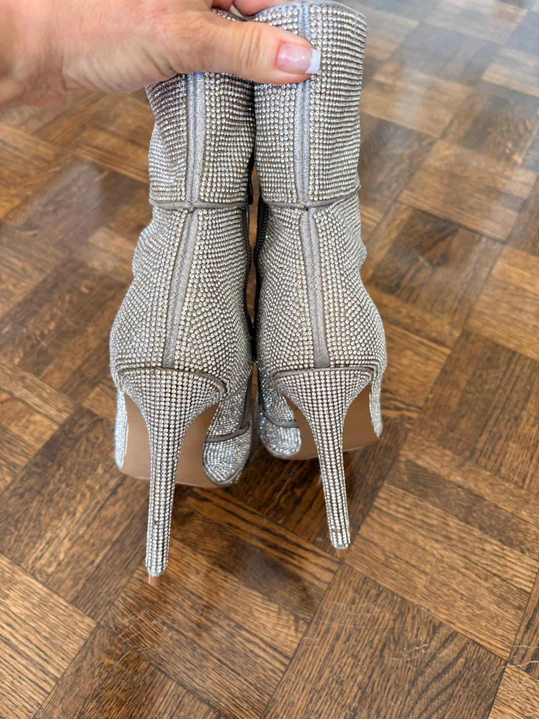 Steve Madden Silver Crystal High Heel Boots - photo 4