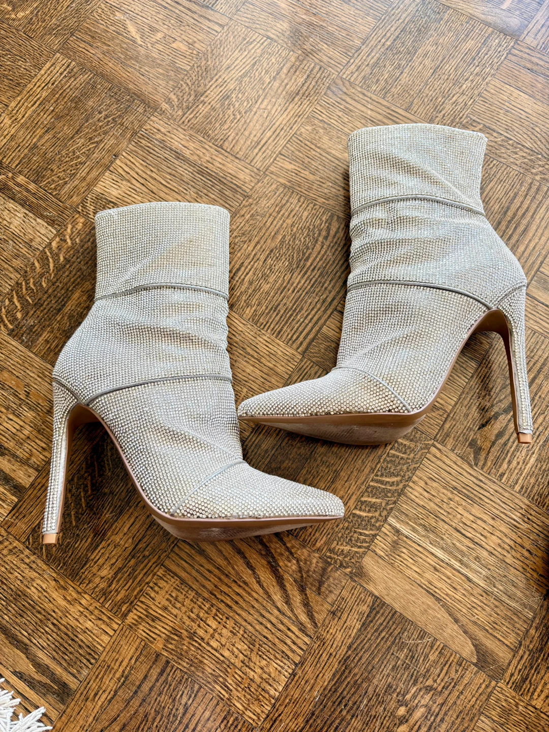 Steve Madden Silver Crystal High Heel Boots