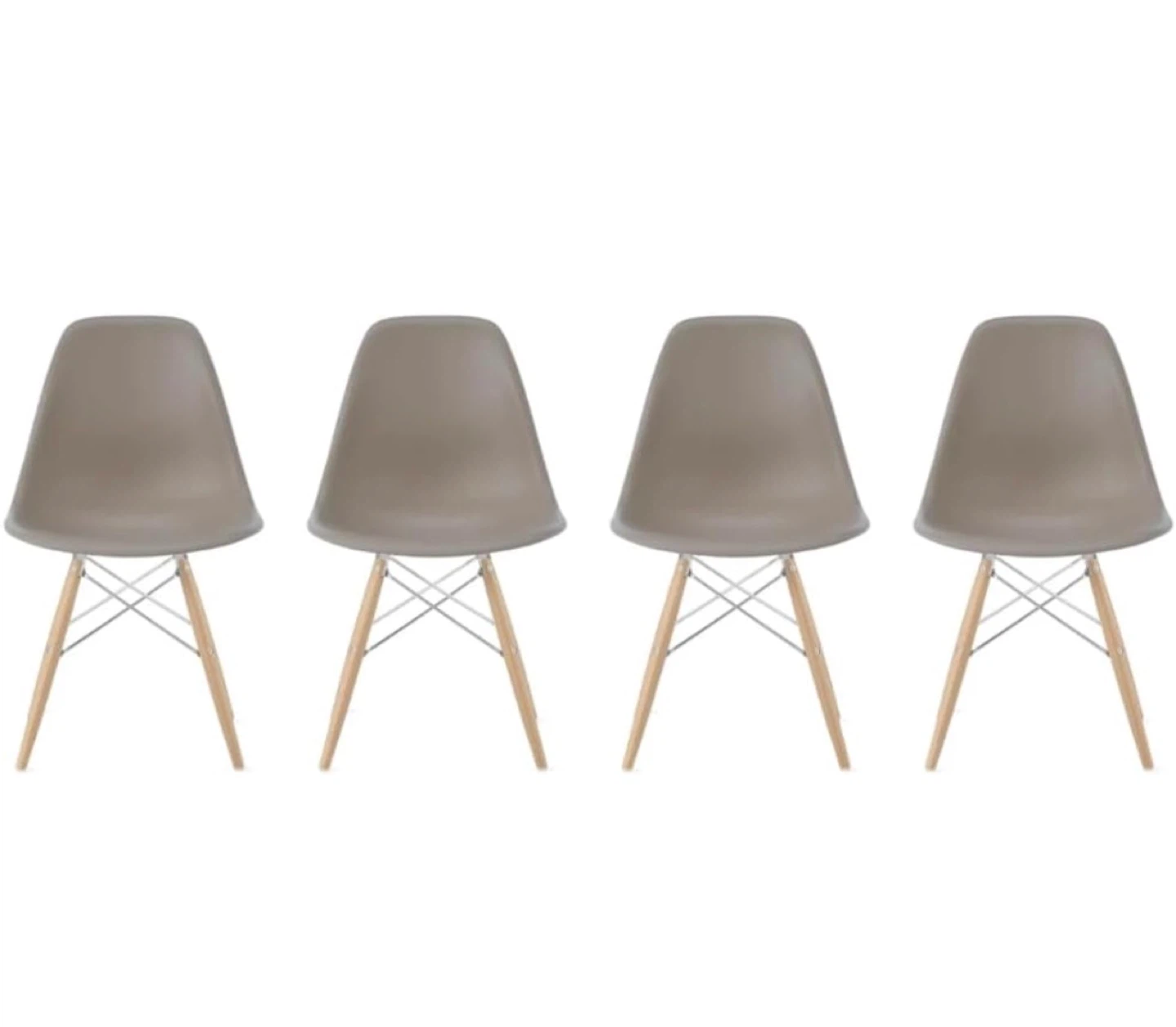 6 Grey Eiffel Dining Chair with Wooden Legs