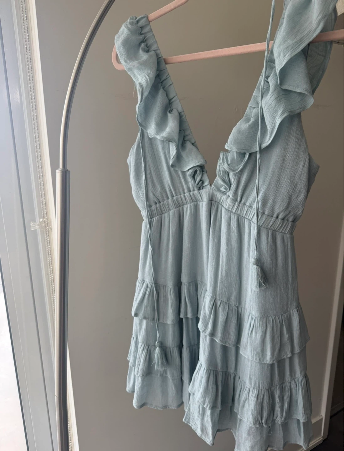 HONEY Women's Blue Tiered Ruffle Mini Dress Size M - UNWORN - photo 2