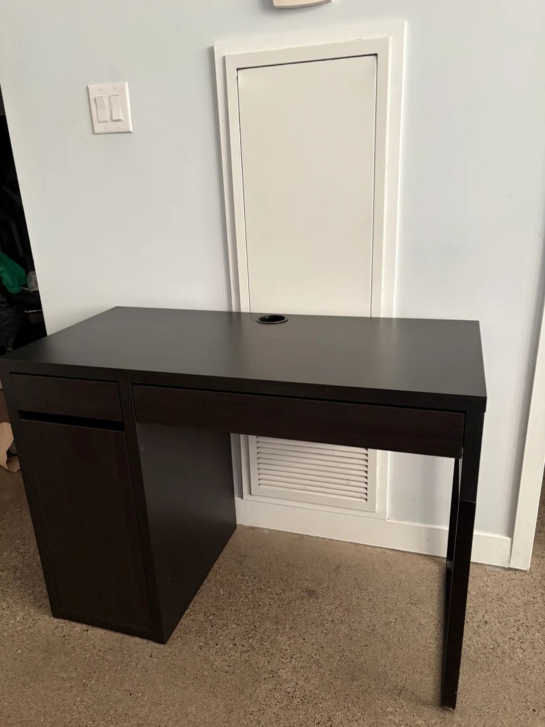 Dark Brown Desk with Drawer and Cabinet - photo 2