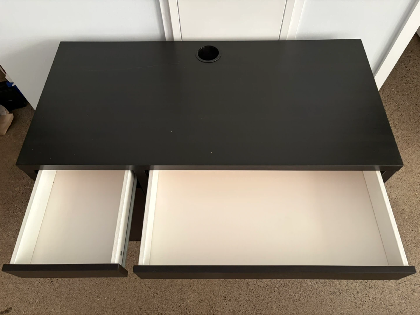 Dark Brown Desk with Drawer and Cabinet - photo 3