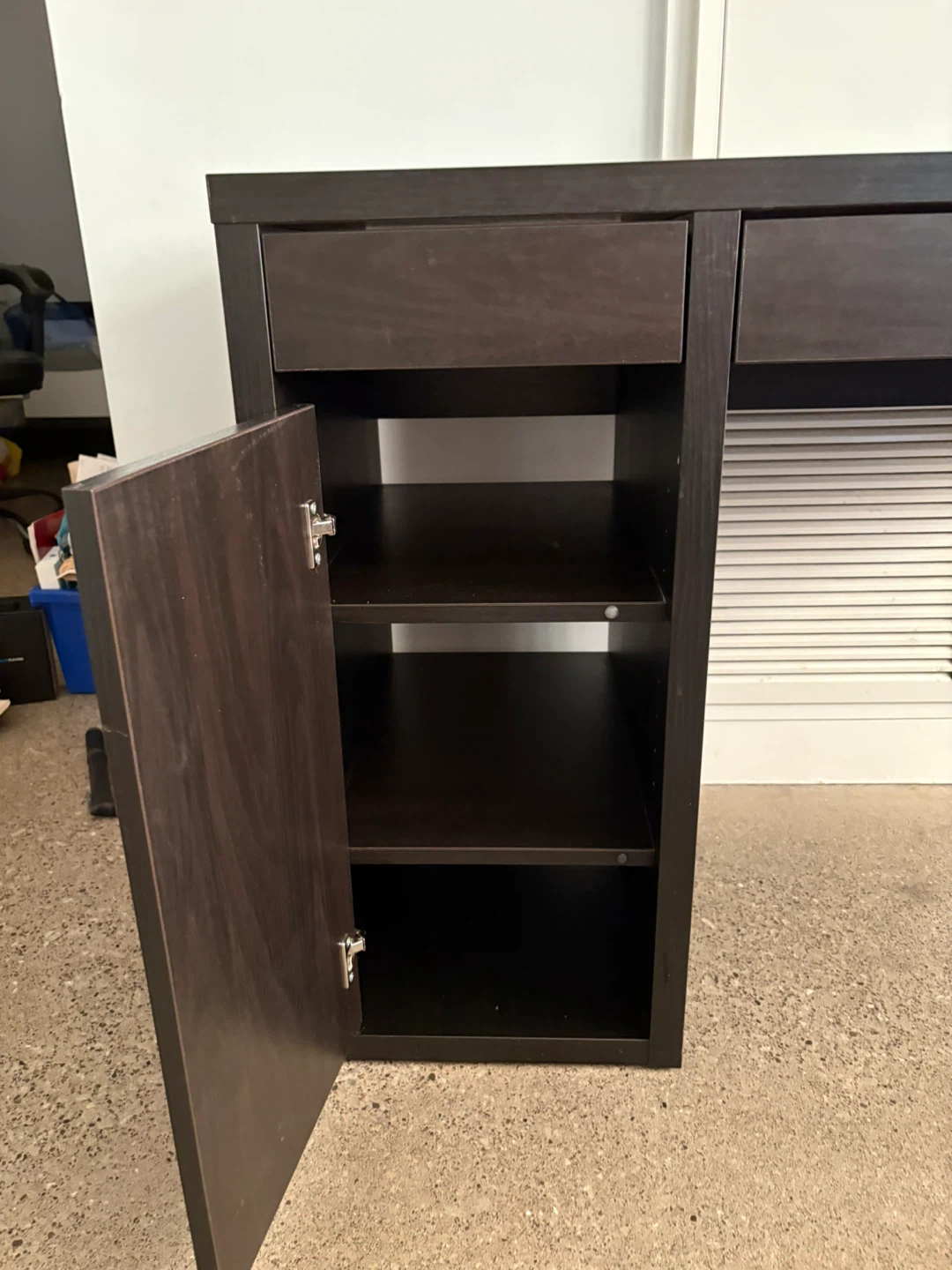 Dark Brown Desk with Drawer and Cabinet - photo 5