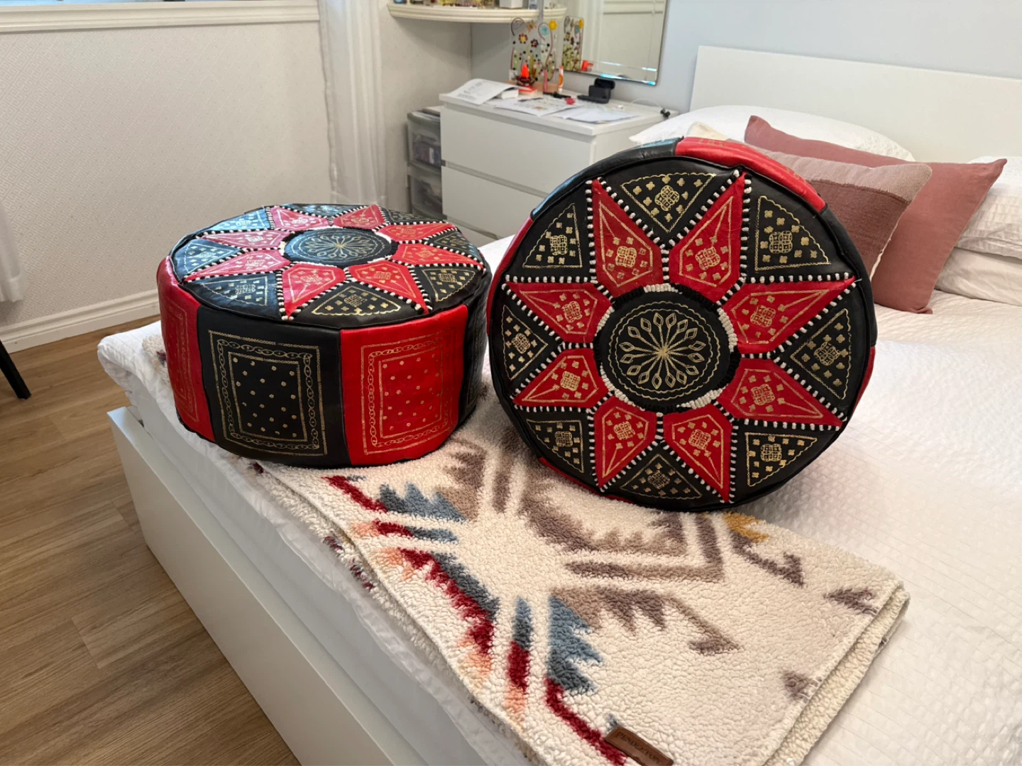 Set of 2 Decorative Moroccan Poufs Hand made genuine leather - photo 3
