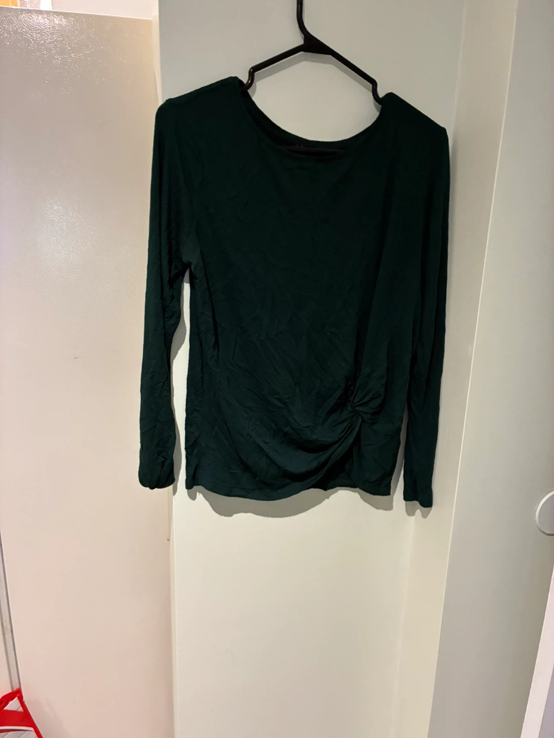 Women's Long Sleeve Twist Detail Top - Forest Green