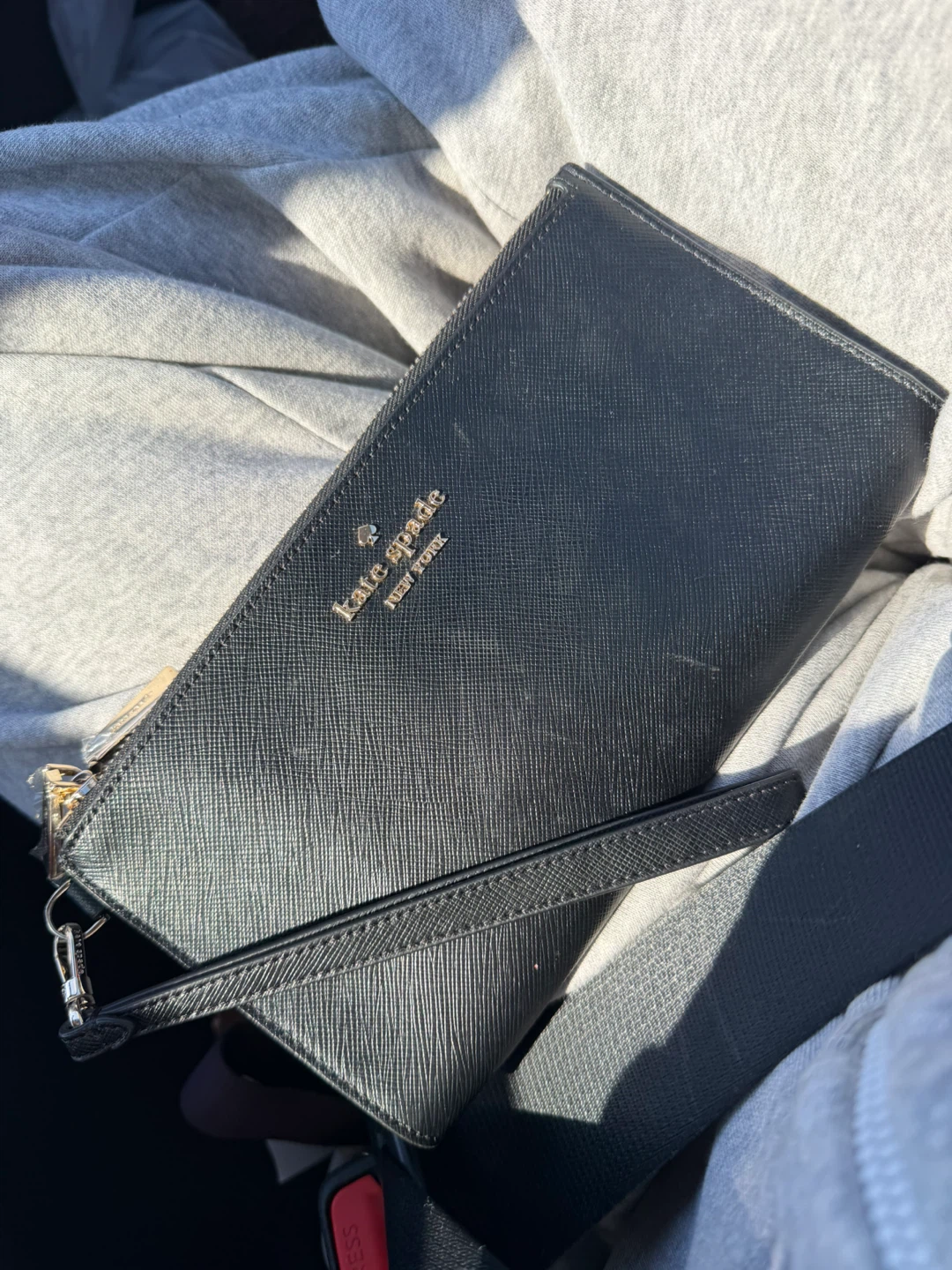Kate Spade dbl zip wristlet black saffiano leather - photo 2