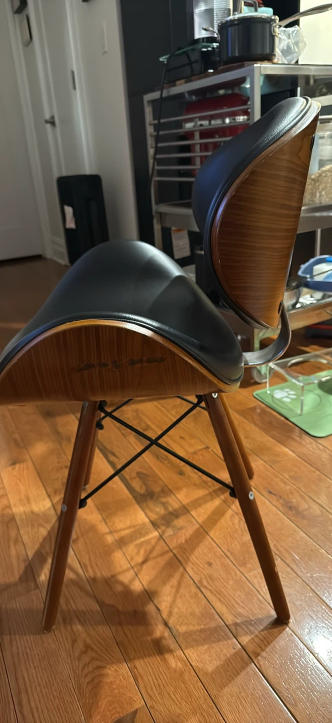 Black Upholstered Accent Chair with Wood Frame - photo 2