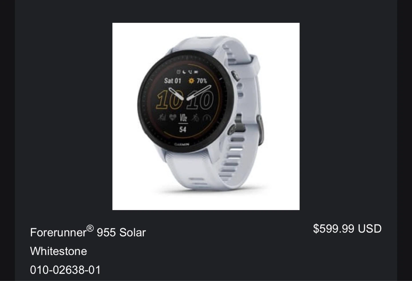 Garmin Forerunner 955 Solar Smartwatch - Whitestone - photo 2