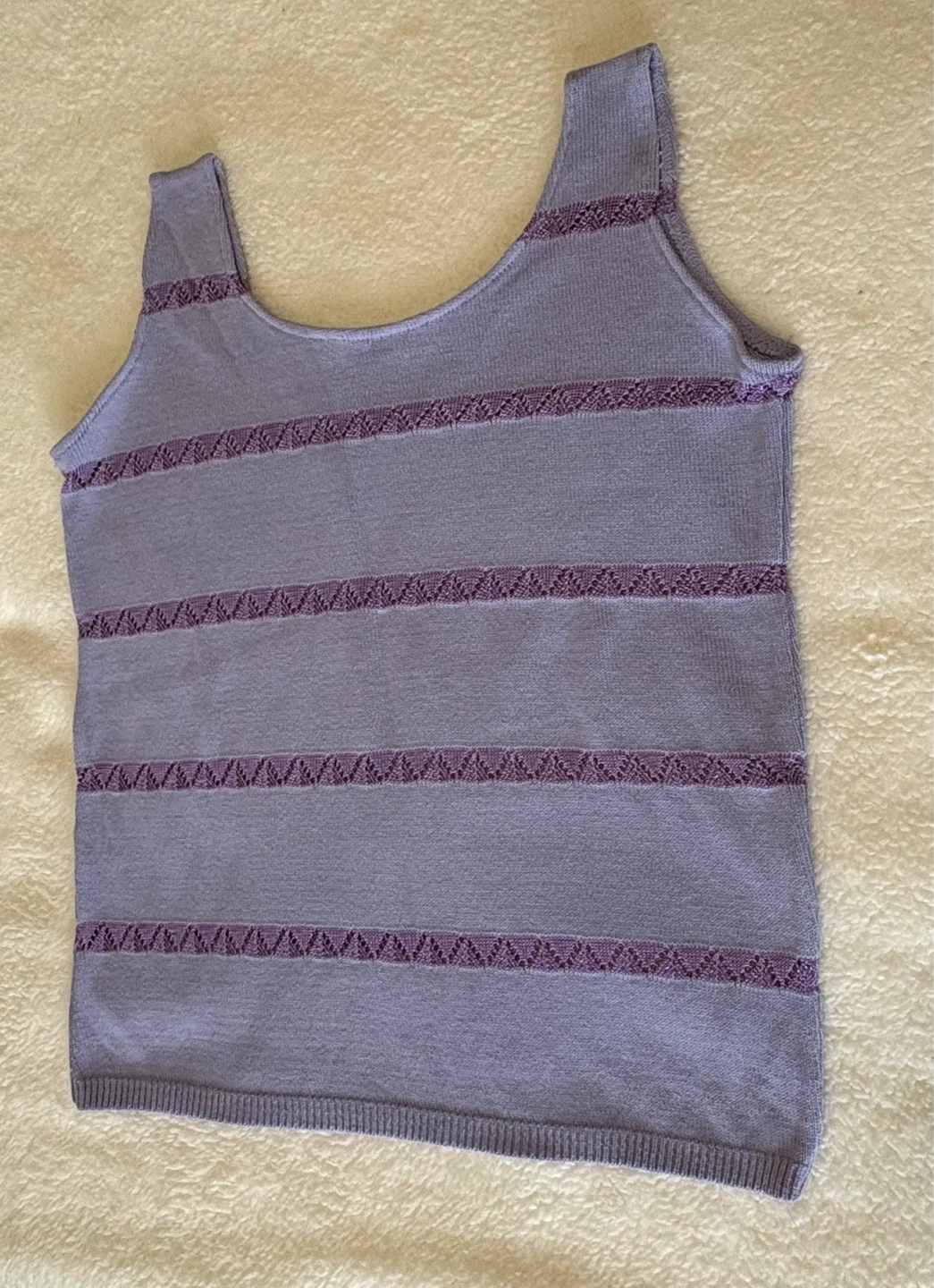 Lavender Knitted Tank Top Purple Striped Details