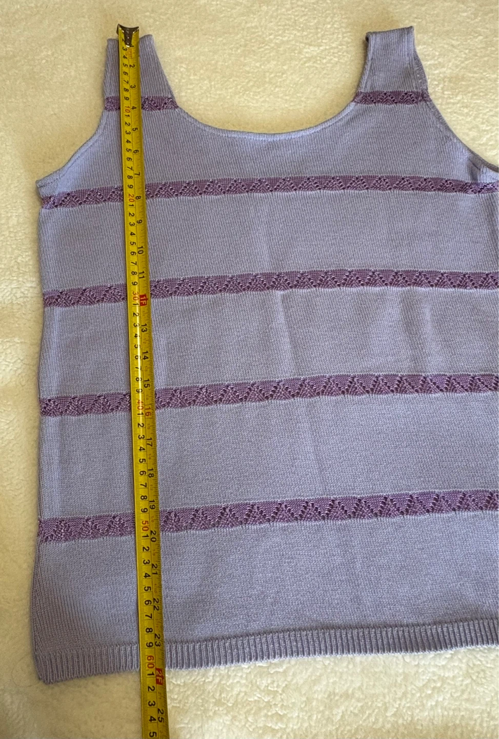 Lavender Knitted Tank Top Purple Striped Details - photo 3
