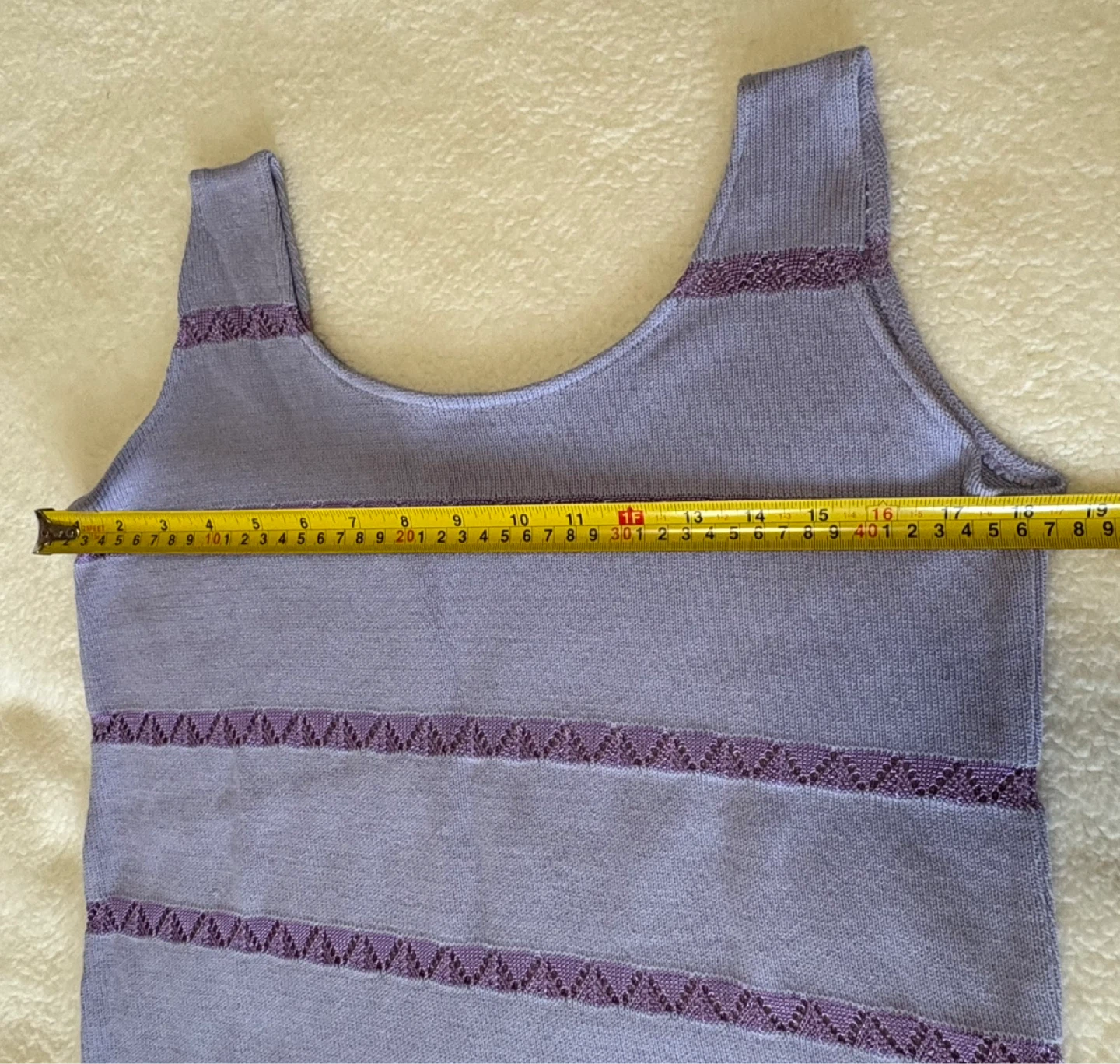 Lavender Knitted Tank Top Purple Striped Details - photo 2