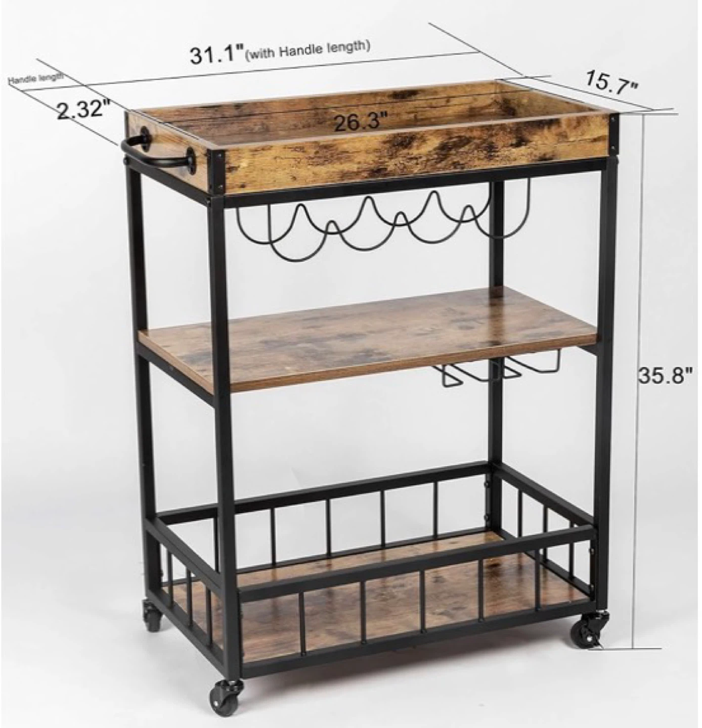 Serving Trolley (Rustic Brown-A) - photo 4
