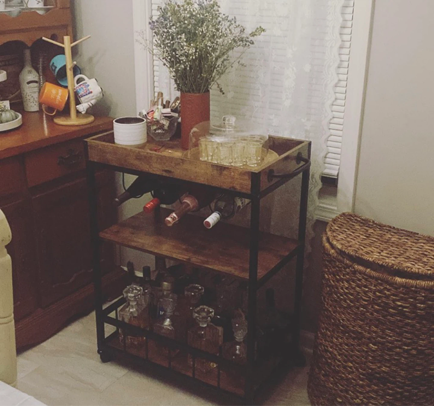 Serving Trolley (Rustic Brown-A)