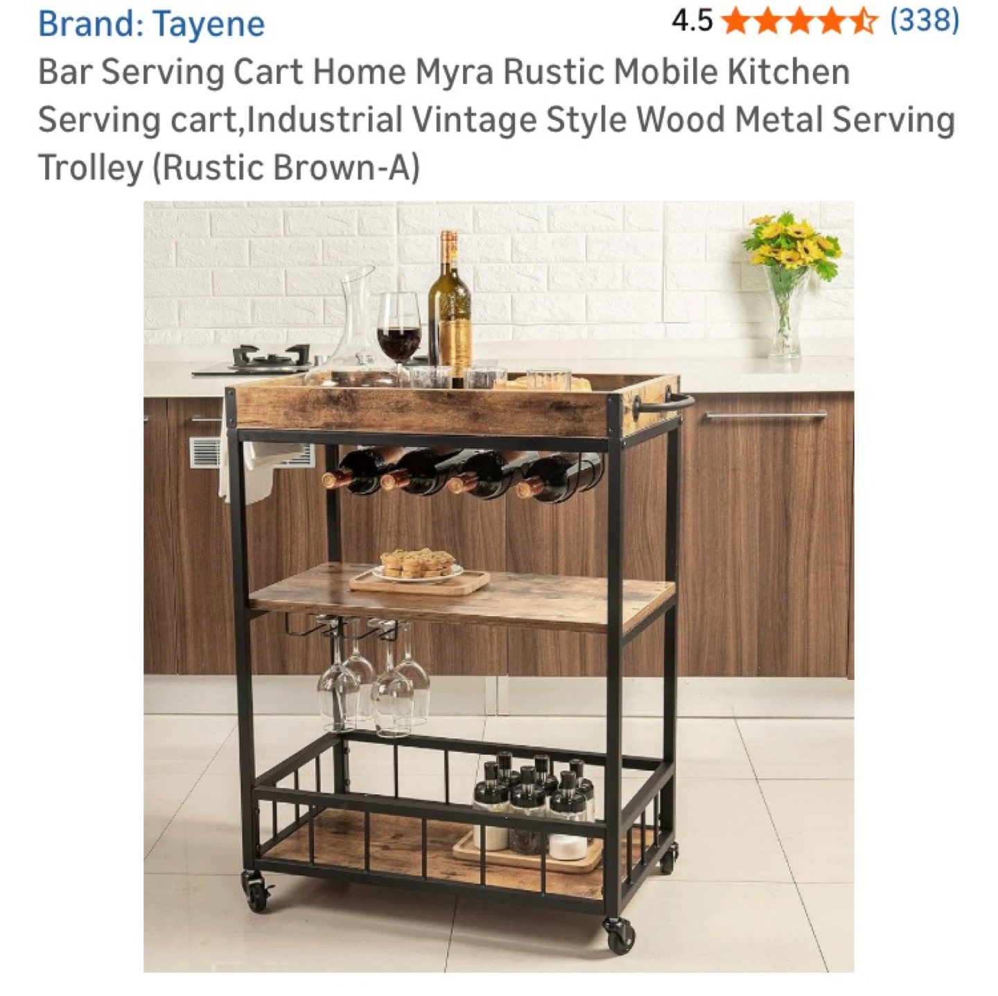 Serving Trolley (Rustic Brown-A) - photo 3