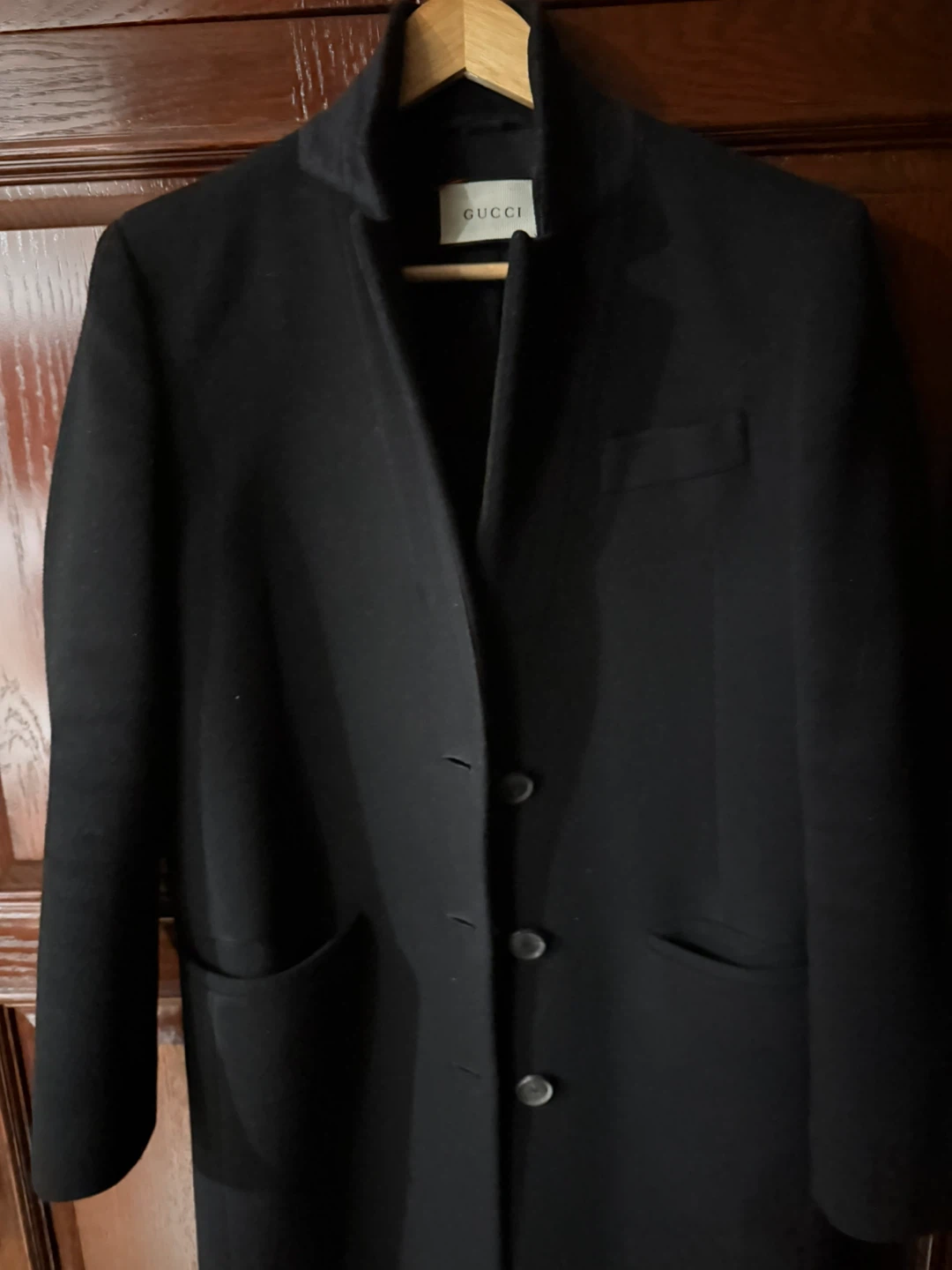 Gucci Black Wool Coat - Size M