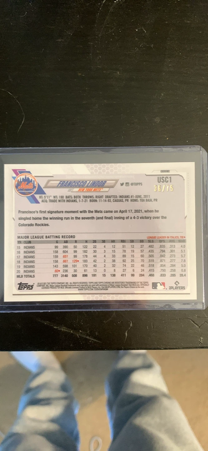 2021 Topps Chrome Francisco Lindor RC Green Refractor #38/75 - photo 3